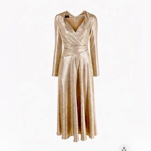 Talbot Runhof Glamorous Metallic Long Sleeve Dress